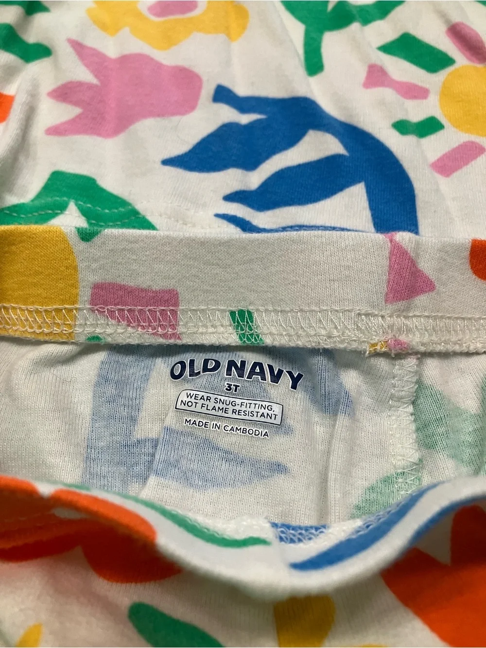 Old Navy Kids' Floral Garden Pajama Set - White with Multicolor Print Cotton